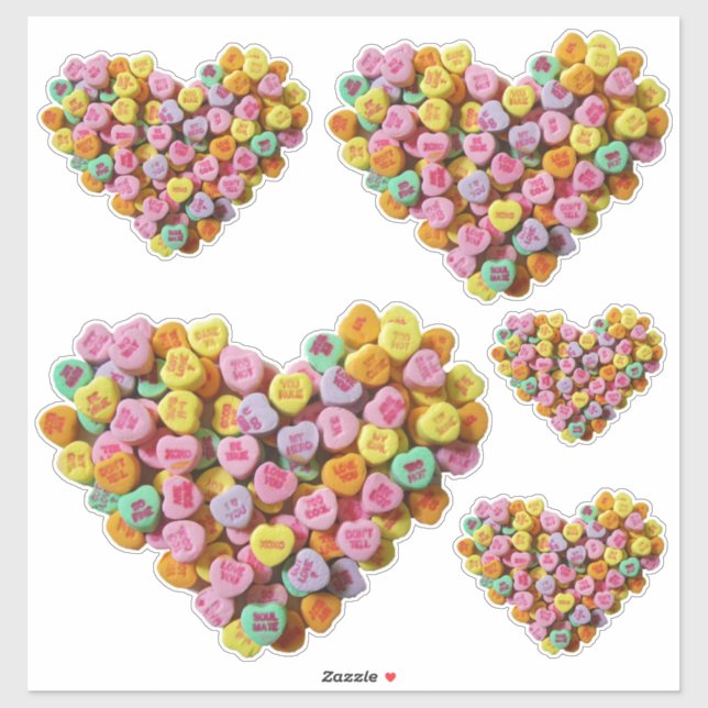 Sticker Coeurs de bonbons Valentine (Feuille)