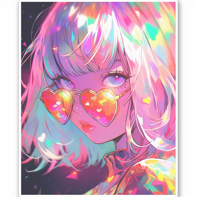 Sticker Coeurs de fille Anime (Devant)