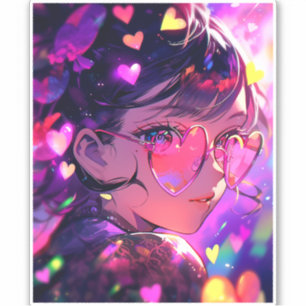 Sticker Coeurs de fille Anime
