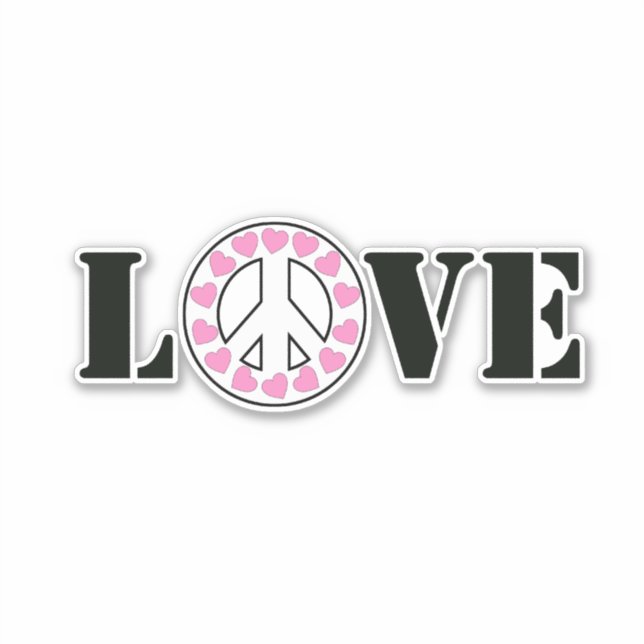 Sticker Coeurs de paix d'amour rose (Devant)