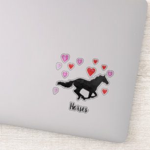 Sticker Coeurs galopants de silhouette d'aquarelle de