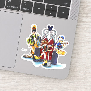 Sticker Coeurs royaux Sora, Donald et Goofy sur le trône