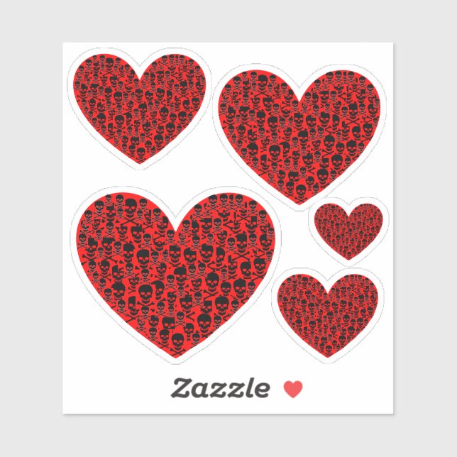Sticker Coeurs Skully (Feuille)