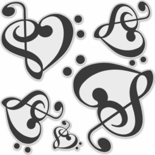 Sticker Coeurs triples de musique de clef basse