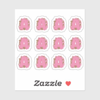 Sticker Coffee Letter A: Monogram Initial Sheet