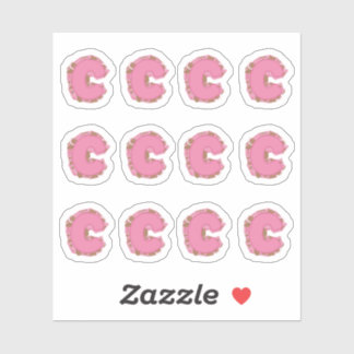 Sticker Coffee Letter C: Monogram Initial Sheet