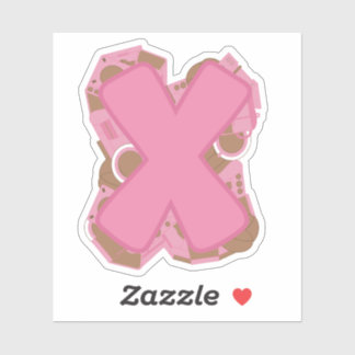 Sticker Coffee Letter X: Monogram Initial 