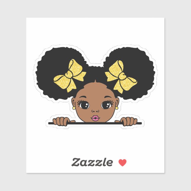 Sticker Coiffure de la fille noire (Feuille)