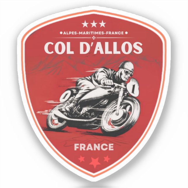 Sticker Col d'Allos, Alpes françaises motobike tour (Recto)