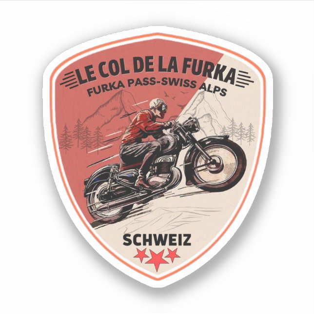 Sticker col de furka - route du col de la suisse motobik (Devant)