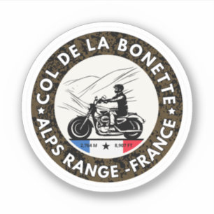 Sticker Col de la Bonette Alpes françaises circuit moto