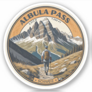 Sticker Col de l'Albula, Alpes suisses, montagne, randonné