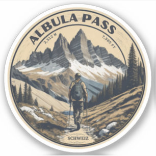 Sticker Col de l'Albula, Alpes suisses, montagne, randonné