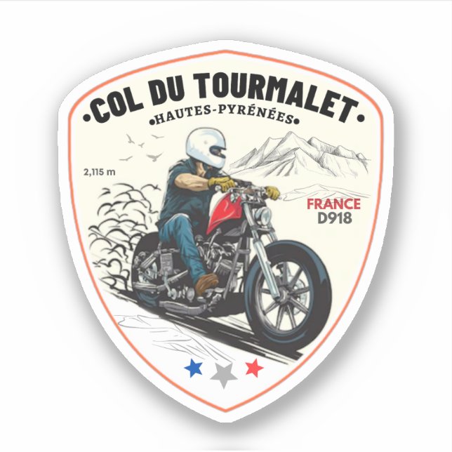 Sticker Col du Tourmalet - visite de motobik (Devant)