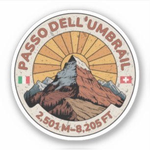 Sticker col du Umbrail frontière Italie-Suisse alpes