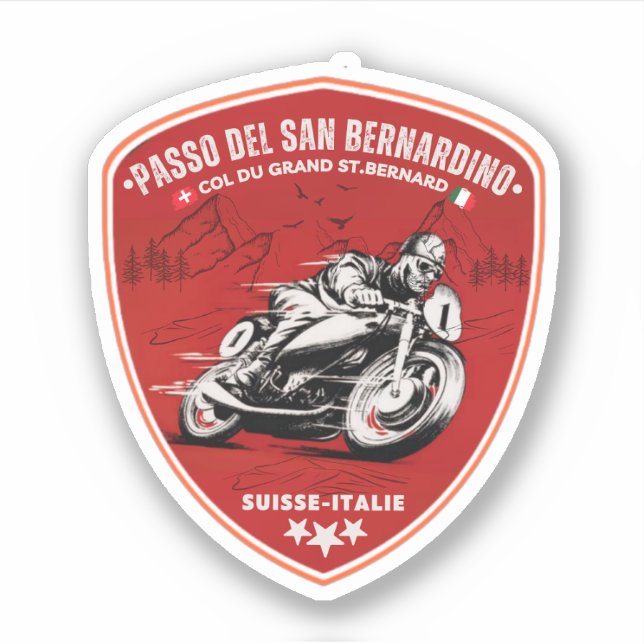 Sticker Col San Bernardino dans les plaids suisses moto (Devant)