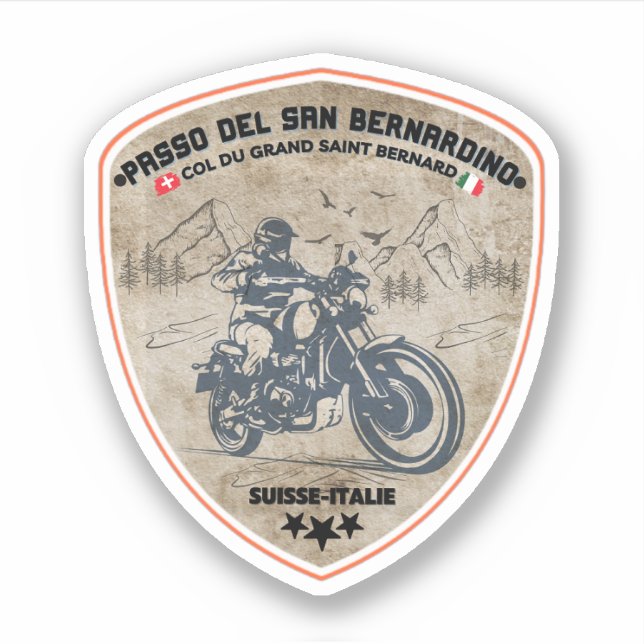 Sticker Col San Bernardino dans les plaids suisses moto (Devant)