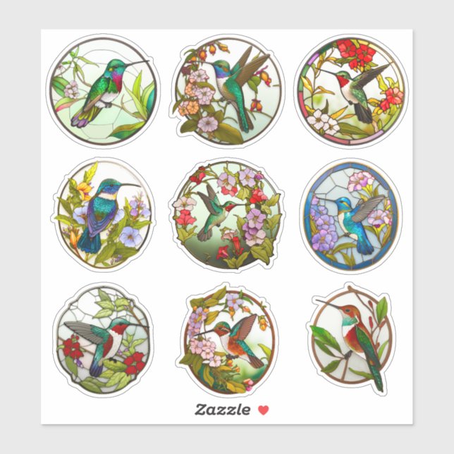 Sticker Colibris en verre (Feuille)