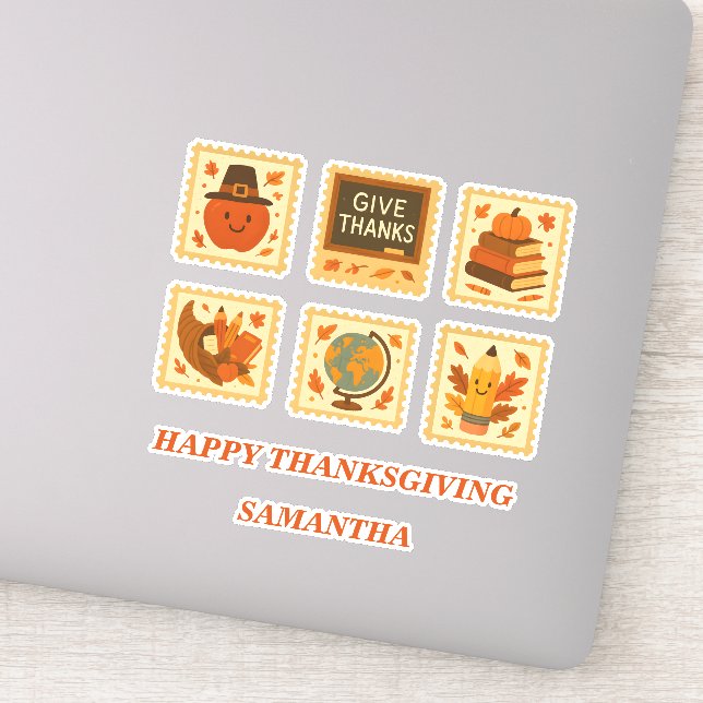 Sticker Collage du timbre de l'enseignant de Thanksgiving  (Détail)