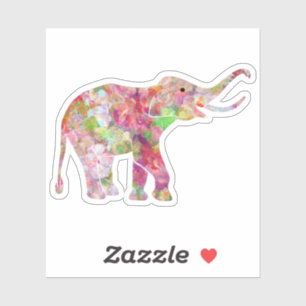 Sticker Collage floral coloré cCute elephant