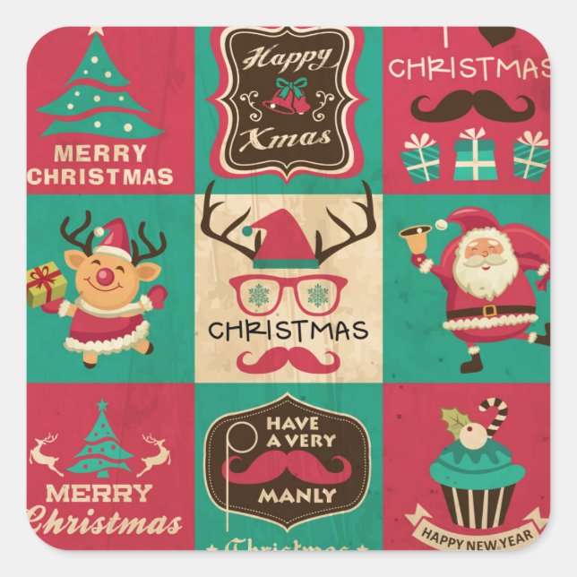 Sticker collant Mustache de Noël très maniaque (Devant)