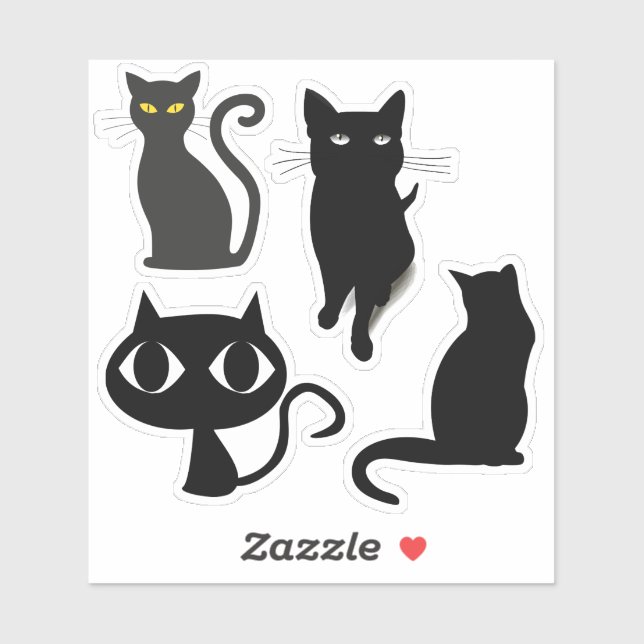 STICKER COLLECTE DE BÂTIMENTS COUPÉS EN CHAT NOIR (Feuille)