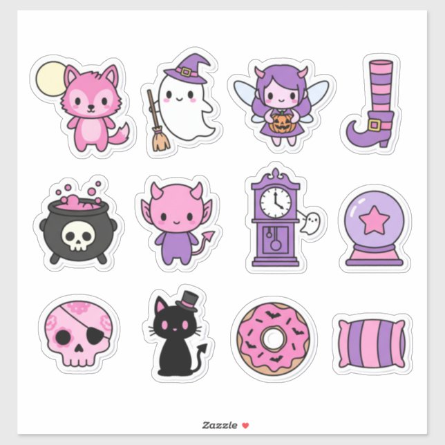 Sticker Collection d'autocollants Kawaii Enchanted Pastel  (Feuille)