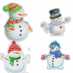 Sticker Collection de bonhommes de neige joyeux d'hiver