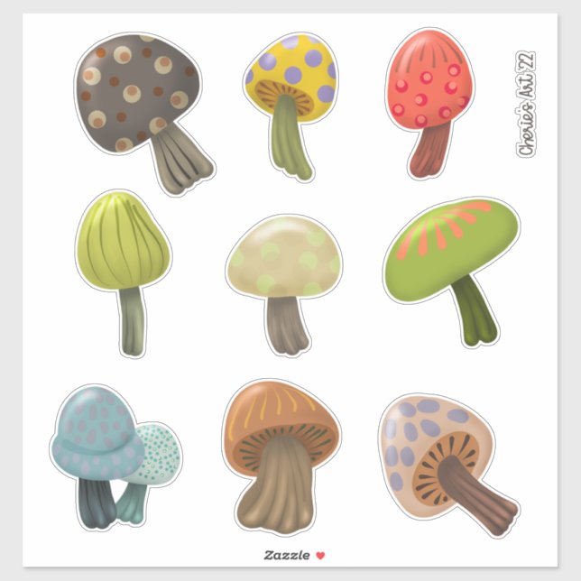 Sticker Collection de champignons les plus coupés (Feuille)
