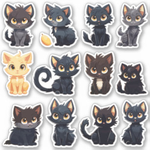 Sticker Collection de chats mignons (12 chats)