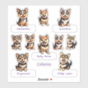 Sticker Collection de chiot noir Shiba Inu