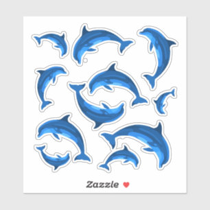 Sticker Collection de dauphins bleus en forme