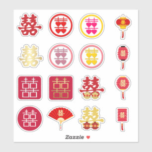 Sticker Collection de Double Bonheur   Mariage chinois