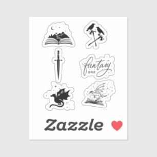 Sticker collection de lecteur de fantasy avec livre de dra