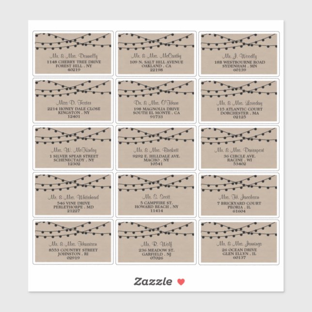 Sticker Collection de Mariages Rustic Kraft (Feuille)