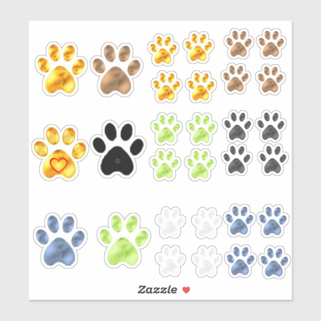 Sticker Collection de pattes d'animaux mignons (Feuille)