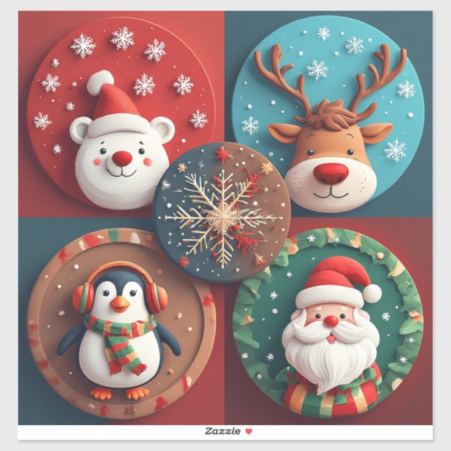Sticker Collection de personnages de Noël (Feuille)