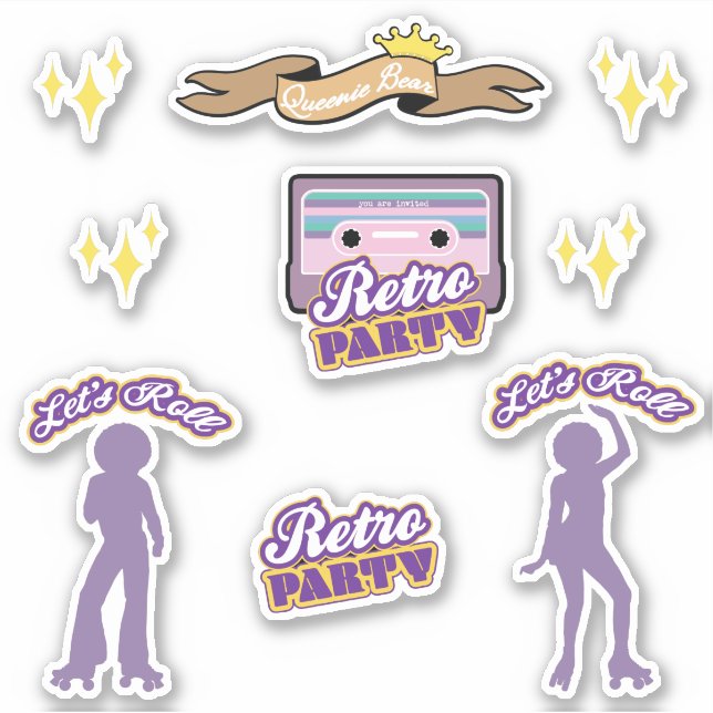 STICKER COLLECTION D'ÉTIQUETTES DE LA PARTIE RETRO DE L'OU (Devant)