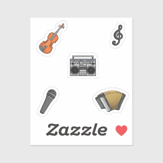 Sticker Collection d'instruments de musique (Feuille)
