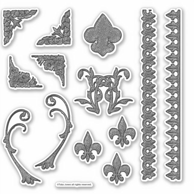 Sticker Collection Fleur de Lis Gothique Granite Florale V (Devant)