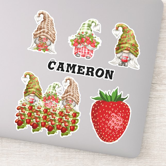 Sticker Collection Gnome fraise Ajouter le nom Fruit Love  (Détail)