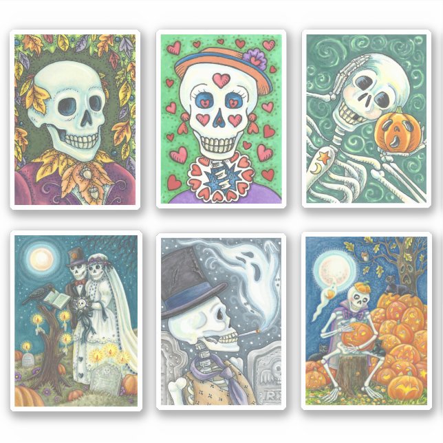STICKER COLLECTION MIXTE SKULL WHIMSY, SKELETON MORTE BRID (Devant)