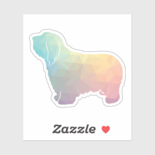 Sticker Collie barrée Motif géométrique Silhouette Pastel