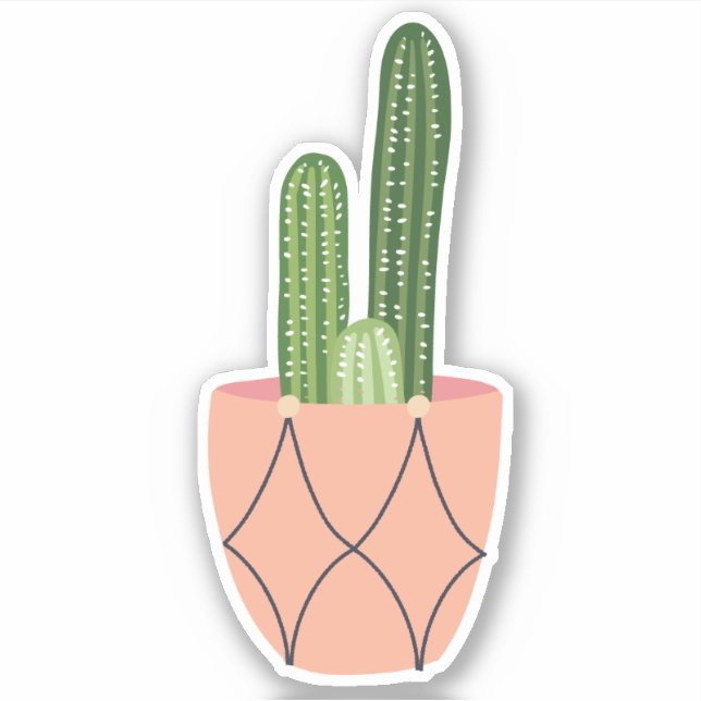 Sticker Collier transparent plante succulent en pot vert (Devant)