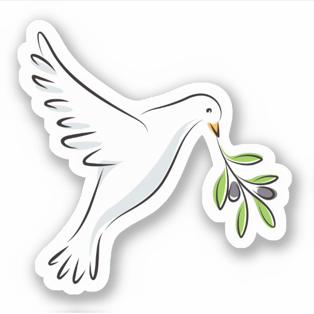 Sticker colombe blanche avec branche d'olivier (Devant)