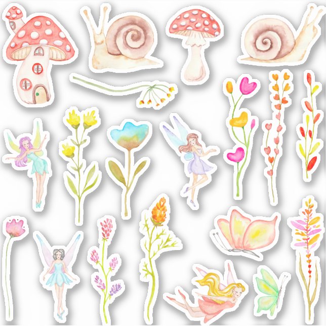 Sticker Colonne d'aquarelle de jardin de fée (Devant)
