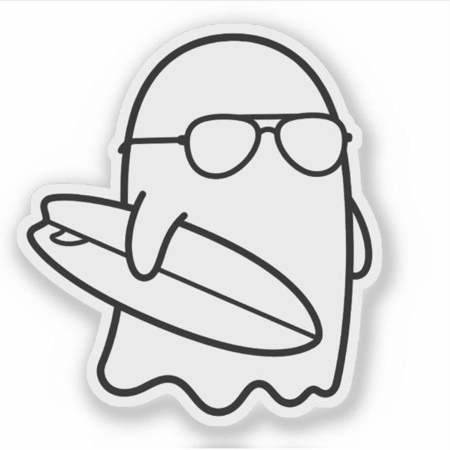 Sticker Color Your Own Kawaii Ghost Surfer Summerween (Devant)