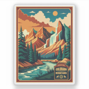 Sticker Colorado Montagnes Colorado Retro