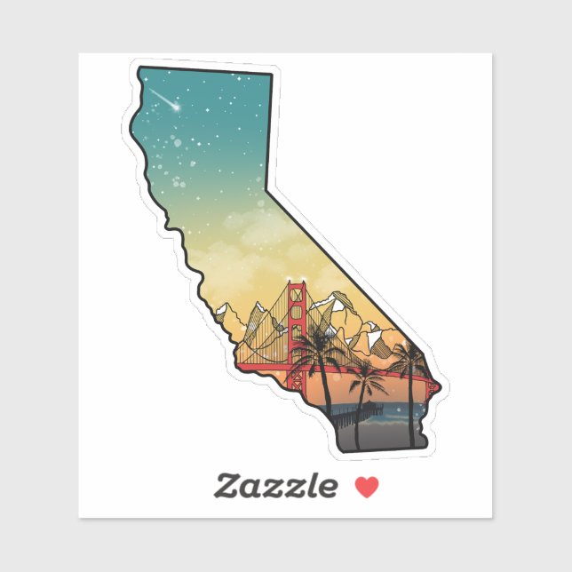 Sticker Coloré en Californie (Feuille)