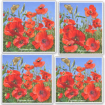 Coloré Rouge Poppies Contour